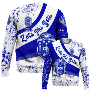 Sudadera con Cuello Redondo de la Hermandad Zeta Phi Beta para Mujer, Azul 1920, Letra Griega Bordada - Product Image 6