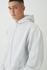 เสื้อฮู้ดผ้าฝ้าย100% กรดเทอร์รี่สำหรับผู้ชายเสื้อฮู้ดแบบสวมศีรษะซิปคู่ออกแบบได้ตามต้องการ - Product Image 2