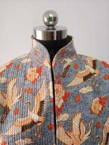 แจ็คเก็ตบุผ้าคอตตอนแท้สำหรับผู้หญิงแจ็กเก็ตผ้าปะสำหรับฤดูหนาวพิมพ์ลายบล็อกด้วยมือทำจากผ้าฝ้ายอินเดีย - Product Image 6