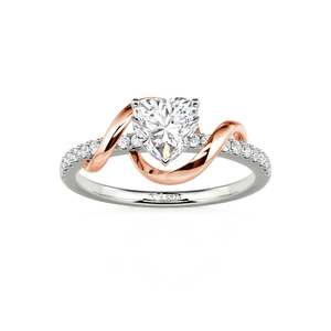 Bague de fiançailles Jeulia Amore Two Tone Twist personnalisée avec un cœur en diamant - Product Image 3