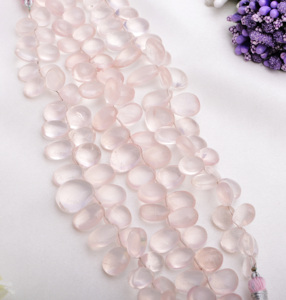 ลูกปัดโรสควอตซ์ทรงรีเรียบธรรมชาติสำหรับทำเครื่องประดับอัญมณี - Product Image 3