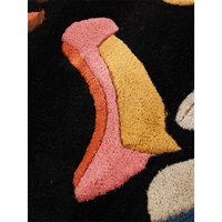 Tapis en laine géométrique noir fait main tufté à la main, design moderne personnalisé, coloré, pour décoration intérieure, adapté aux animaux domestiques, antidérapant