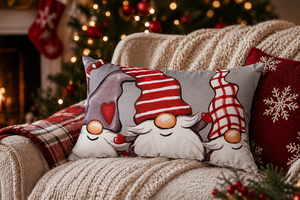 Rectangular Decorative Throw Pillow with Zipper Closure Christmas Cartoon Design 100% Cotton Digital Printing Gnome by Excelsa - Product Image 6