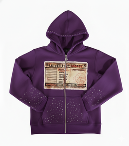 Sudaderas con Capucha Extra Grandes con Cierre y Logotipo Personalizado Impreso en DTG con Pedrería para Hombre, 100% Algodón, 400 g/m², en Varios Colores - Product Image 6