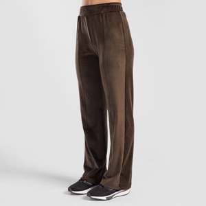 Pantalones de mujer Core Strive, transpirables, de felpa marrón, de cintura alta, casuales, de pierna ancha, tipo lápiz, con técnica de arrugado, talla XL - Product Image 1