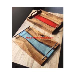 Sous-verre en bois incurvé à la main de pièce maîtresse classique de luxe avec matériau en résine forme ovale pour la décoration de Table à manger de cuisine à domicile - Product Image 6