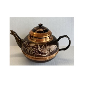 Vintage Inspired Copper Coffee <b>Pot</b> With Hand Etched Pattern Adding Elegance To Kitchen Countertop Display - Product Image 5
