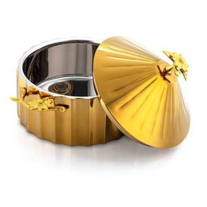 Marmite isolée en forme de cône de finition plaquée or avec poignées Casserole isolée en acier inoxydable servant une marmite à double paroi - Product Image 2