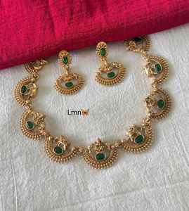Traditional South Indian Temple <b>Necklace</b> Set Gold Plated Ethnic Flower <b>Crystal</b> Rhinestone Earrings for Wedding Bridal Gift - Product Image 1