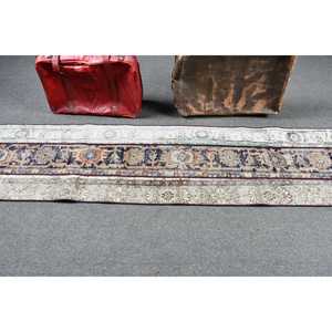 Alfombra Vintage de Lana Turca con Rayas Azules, 2x7.7 pies - Product Image 3