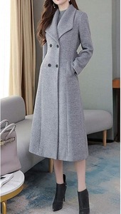 Manteau d'hiver long matelassé imperméable pour femmes coupe régulière vêtements d'extérieur à poitrine blanc avec ouate de coton et manteaux de Style de poche - Product Image 3