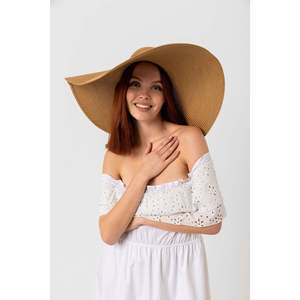 Camel Extra Wide Straw <b>Hat</b> with Ribbon HSR2039 - Shipped in <b>Box</b> - 2039camel - Product Image 4