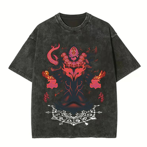 Camiseta lavado ácido para hombre, precio al por mayor, 100% algodón, tejido de punto multicolor informal, 150 gramos, diseño único, estampado de gran tamaño - Product Image 4