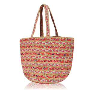 Bolso de Playa de Yute Ecológico Estilo Boho, Tamaño Mediano, Asa de Cuerda, Reutilizable, Forma de Cubo, Bolso de Mano para Mujer - Product Image 3