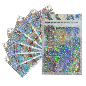 Bolsas de papel de aluminio resellables Bolsas holográficas de embalaje de joyas de dulces Bolsas de Mylar con cremallera selladas