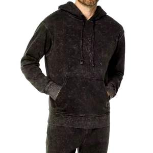 2024 grande taille personnalisé lavage à l'acide poids lourd thermique Streetwear pull personnalisé Patch en détresse ensemble de sweat à capuche - Product Image 3