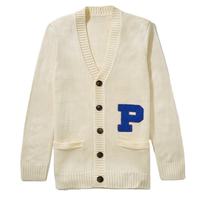 Pull d'hiver unisexe en cachemire tricoté de couleur chiné, avec logo personnalisé, lettres brodées, manches longues, doux, confortable et élégant, de haute qualité