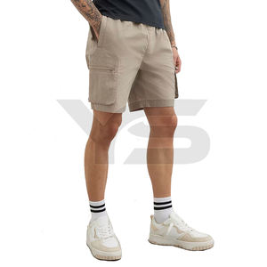 Short 100% coton pour hommes-Short respirant décontracté avec logo personnalisé-Short cargo solide à taille moyenne en non-tissé avec poches multiples à la mode - Product Image 2