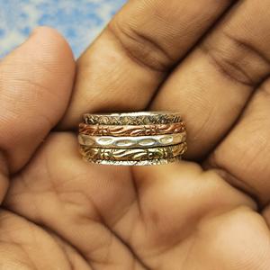 925 Sterling Silver Copper and Brass Meditation <b>Ring</b> Artisan Made <b>Spinner</b> Band <b>Ring</b> <b>Ring</b> Supplier - Product Image 4