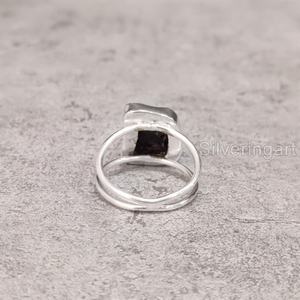 Joyería de piedra en bruto Anillo de mujer Granate natural Piedra preciosa cruda Fiesta de piedra NATAL DE ENERO Joyería de doble banda Anillo de plata esterlina 925 - Product Image 5