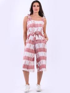 Mono ligero informal de verano de ajuste relajado, transpirable, fácil de usar, mono con cuello en V para mujer al mejor precio - Product Image 3