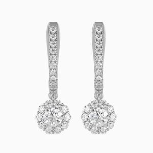 Pendientes de Aro con Diamantes Cultivados en Laboratorio de 1.00 CTW con Diseño de Halo Redondo y Corte Brillante Redondo, Certificados por SGL, Pendientes de Oro Sólido de 14K - Product Image 5