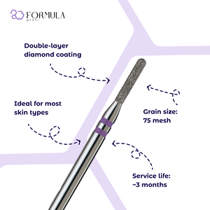 Formula Profi Precision <b>Mini</b> Rounded Cylinder Diamond Nail <b>Drill</b> Bit 1.4 mm Violet PRO for Cuticle Care - Product Image 2