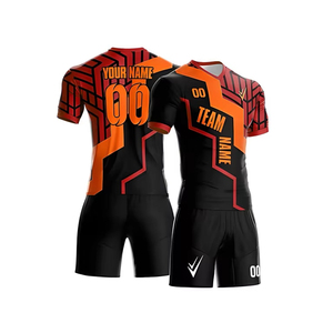 Uniformes de Fútbol Personalizados de Alta Calidad con Logotipo, 100% Poliéster, Manga Corta, Secado Rápido, Transpirables, Cuello en V, Diseño Moderno para Hombre - Product Image 1