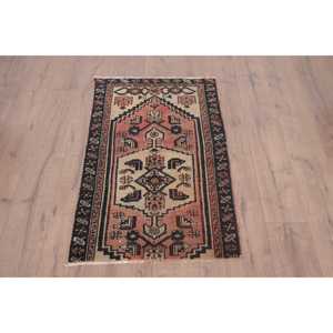Turkish Rug, Small 2.4x3.5 ft Vintage Rug, <b>Red</b> Bordered <b>Wool</b> Rug - Product Image 1