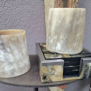 ที่รองแก้วทำจากเขาควายธรรมชาติ งานแฮนด์เมด สไตล์เรียบง่าย อุปกรณ์เสริมสำหรับเครื่องดื่ม คุณภาพสูง - Product Image 1