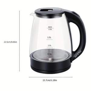 Hervidor Eléctrico Doble de Vidrio Borosilicato Moderno de 2 Litros, Portátil, con Apagado Automático y Protección Contra Ebullición en Seco, 220v, 1500W - Product Image 2