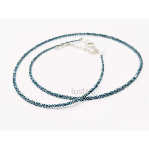 Perles Rondelles Facettées en Diamant Bleu Naturel Qualité AAA 1,8-2,4 mm, Fil de 16 Pouces en Argent Sterling Plaqué Or 18K pour Bijoux Fins - Product Image 4