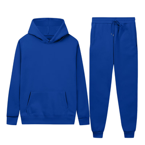 Ensemble de survêtement bleu roi avec sweat à capuche et pantalon de jogging pour hommes et femmes, vêtements de sport décontractés d'hiver, vente en gros, usine OEM, logo personnalisé - Product Image 1