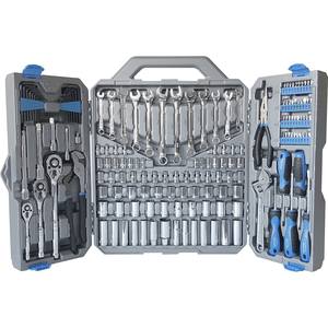 Juego de Herramientas Mecánicas de 163 Piezas - Juego de Llaves de Trinquete OEM con Estuche Rígido, Medidas SAE y Métricas, Destornilladores, Alicates y Porta Puntas - Product Image 1