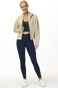 Service OEM Sweats à capuche avec impression bouffante de logo personnalisé Sweats à capuche avec fermeture éclair sur tout le visage vierge Sweats à capuche respirants anti-boulochage pour femme - Product Image 5