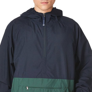 Pull-over imperméable léger pour homme Veste à capuche à demi-fermeture éclair avec poche avant Logo personnalisé disponible - Product Image 4