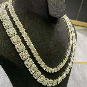 Diamant Tester Pass Hip Hop S925 Argent Glacé Bling 3 Rangées 14mm-20mm VVS Moissanite Cuban Link Chain pour Homme - Product Image 1