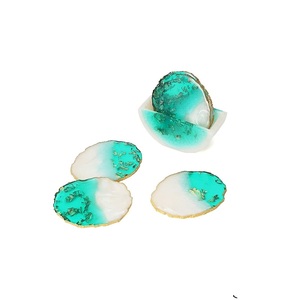 Posavasos de resina, posavasos modernos de lámina de oro con círculos acrílicos transparentes de resina 3D, Mantel Individual para decoración de mesa de boda - Product Image 1