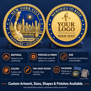 Moneda Conmemorativa Personalizada de Nueva York, Estatua de la Libertad, Puente de Brooklyn, Regalos Personalizados OEM ODM - Product Image 4