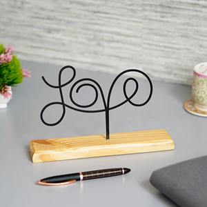 Sculpture d'art décorative en bois avec base en fil d'amour pour la maison ou le bureau, vente en gros depuis l'Inde - Product Image 4