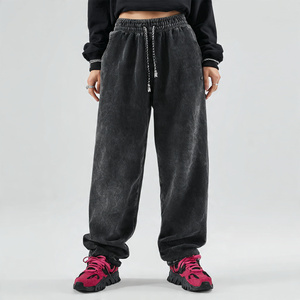 Acid Wash Baggy <b>Jogger</b> Sweatpants <b>Women</b> Heavy <b>Fleece</b> Vintage Washed Trouser Pajama Winter Stone Washed Sweat Pants Ladies - Product Image 3