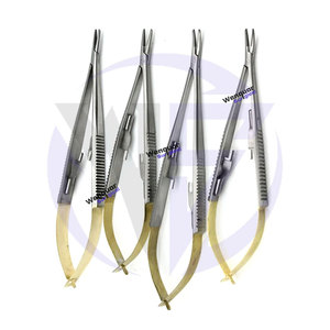 Portaagujas de Microcirugía TC Castroviejo Rectos/Curvos con Bloqueo, Micro Pinzas Dentales y Quirúrgicas de 14 y 16 cm, Fabricadas por Wenquar - Product Image 1