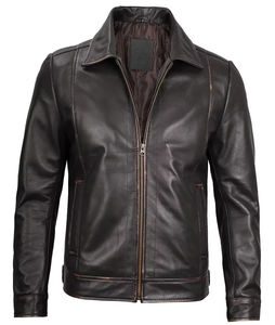 Chaqueta de Cuero Negra Personalizada para Hombre, de Alta Calidad, Impermeable, con Cierre, Cuello Alto, Botones en la Parte Delantera, Logotipo, Mangas con Cierre, Talla XL, Invierno - Product Image 1