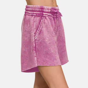 Shorts décontractés pour femmes, taille haute, en coton respirant, style streetwear, effet délavé - Product Image 4