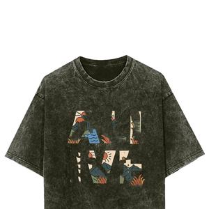 T-shirt surdimensionné en coton délavé à l'acide, de haute qualité, pour homme, noir, style streetwear, 300 g/m², effet usé. - Product Image 2