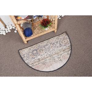 Alfombra turca de retazos rústica negra Beige hecha a mano de 2,5x1,5 pies para sala de estar dormitorio cabecera lana poliéster con respaldo de látex - Product Image 2