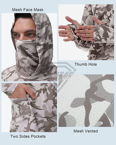 Sweat à capuche de pêche Performance en plein air personnalisé UPF 50 chemise de protection solaire à manches longues séchage rapide coupe ample sweat à capuche de pêche avec service OEM - Product Image 3