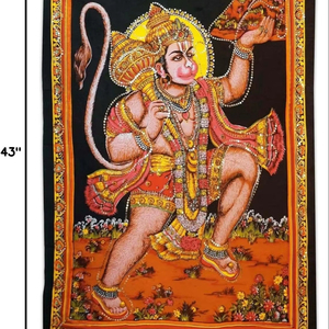 ผ้าแขวนผนังลายฮันูมาลักษณะอินเดีย งานศิลปะตกแต่งผนัง ผ้าฝ้าย แขวนผนัง เสริมโชคลาภ ของตกแต่งสไตล์ชาติพันธุ์ ขายส่งจำนวนมาก - Product Image 1