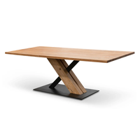 Meubles de table en bois et en métal élégants et naturels pour le salon Table à manger basse en fer et en bois pour la maison et l'hôtel