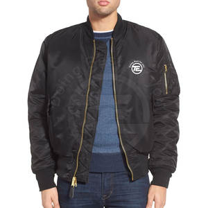 Blouson aviateur d'hiver de haute qualité pour hommes avec fermeture à glissière épaisse col montant Logo personnalisable Nouvelle arrivée High Street Fashion - Product Image 1